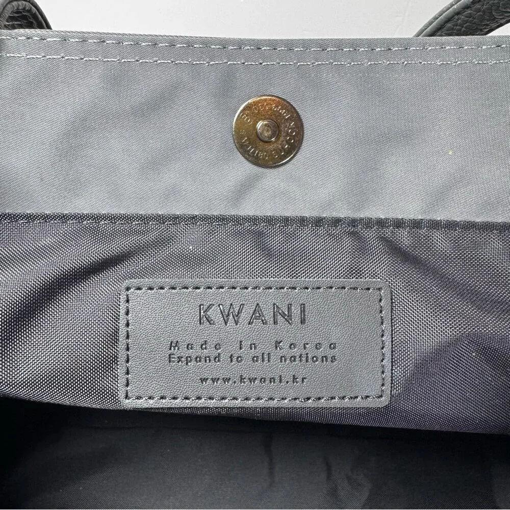 Kwani Tote Bag Gray Studded Nylon Leather Neutral Laptop Korea Adjustable Modern